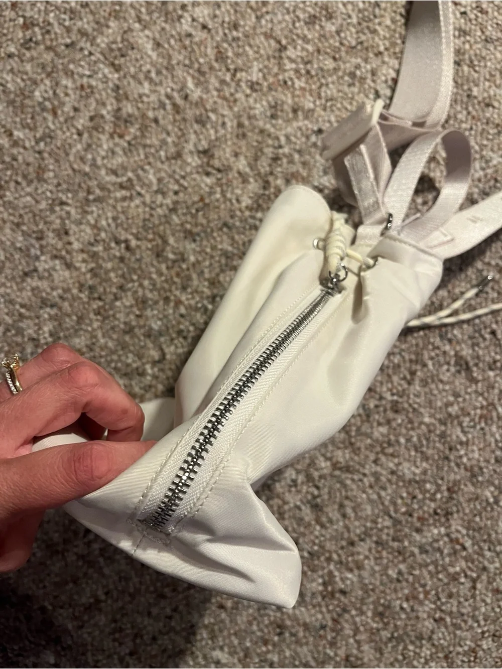 lululemon athletica Cream Drawstring Bucket Crossbody Bag